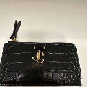 Jimmy Choo Black and Gold Croc leather card holder/wallet